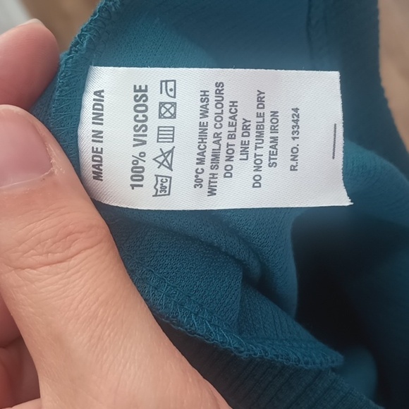 Apt Designs peacock blue bohemian tunic style three quarter sleeve top size S - Picture 5 of 7